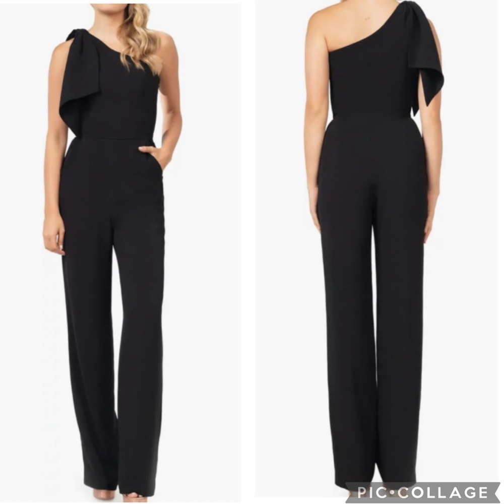 Dress the Population Black One-Shoulder Jumpsuit